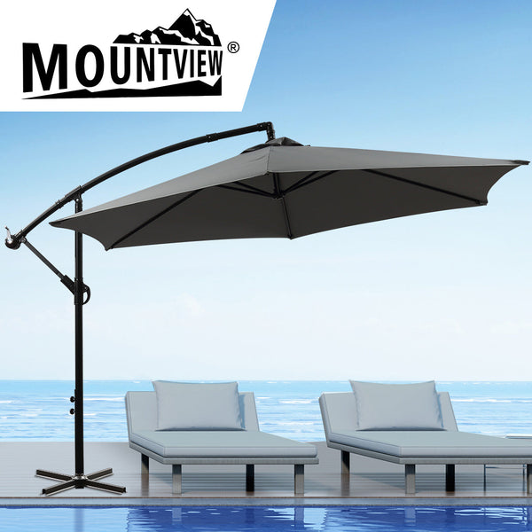 Mountview 3M Cantilever Outdoor Umbrella Grey Stylish Shade For Patio And Garden Spaces Patio Umbrellas