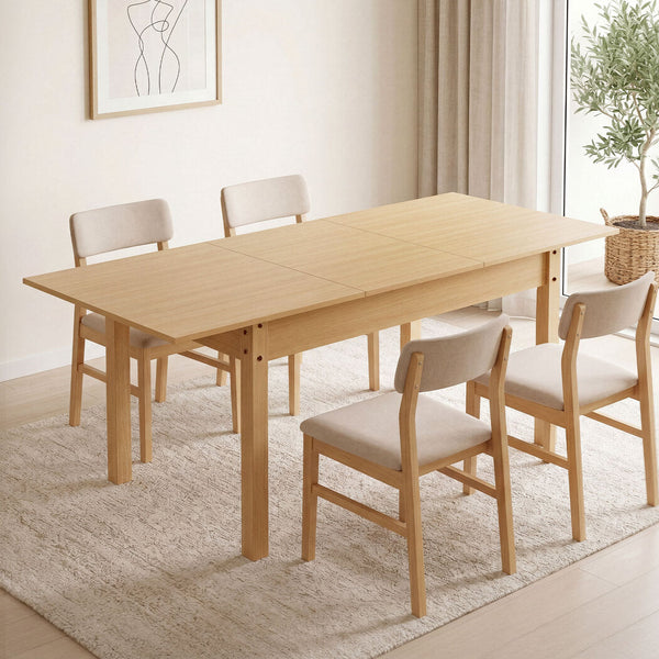 Levede Extendable Dining Table Oak Finish 4 6 Seater Wooden Kitchen 110 150Cm Dining Tables