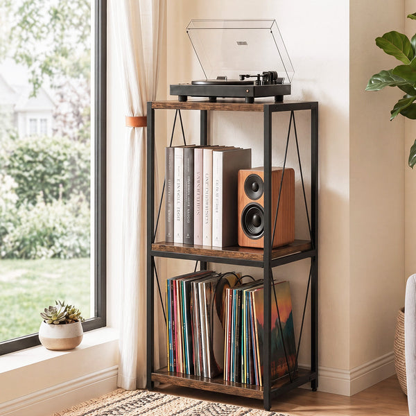 Levede Retro Record Player Stand With Vinyl Storage 3 Tier 100 Lp Capacity Tv Stands & Mounts