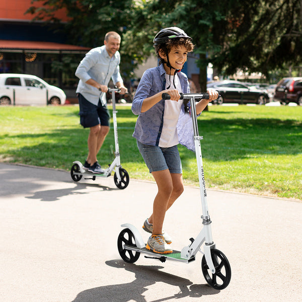 Monvelo Folding Scooter Dual Large Wheels White Push Scooters