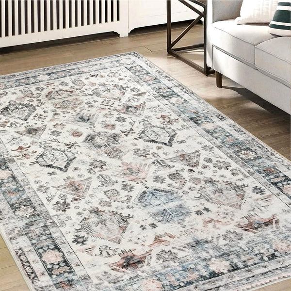 Marlow Floor Rug Vintage Short Pile Washable Carpet Soft Plush Non Slip 200X290 Rugs