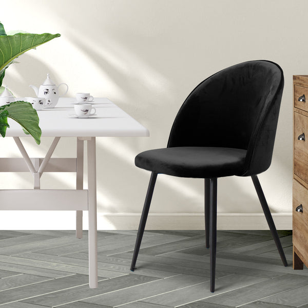 Levede Set Of 2 Black For Kitchen Or Cafe Modern Comfortable Seating Option Dining Chairs