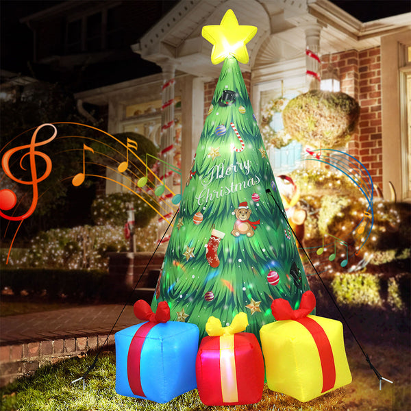 Santaco Inflatable Led Christmas Tree With Music 240Cm Seasonal Decorations