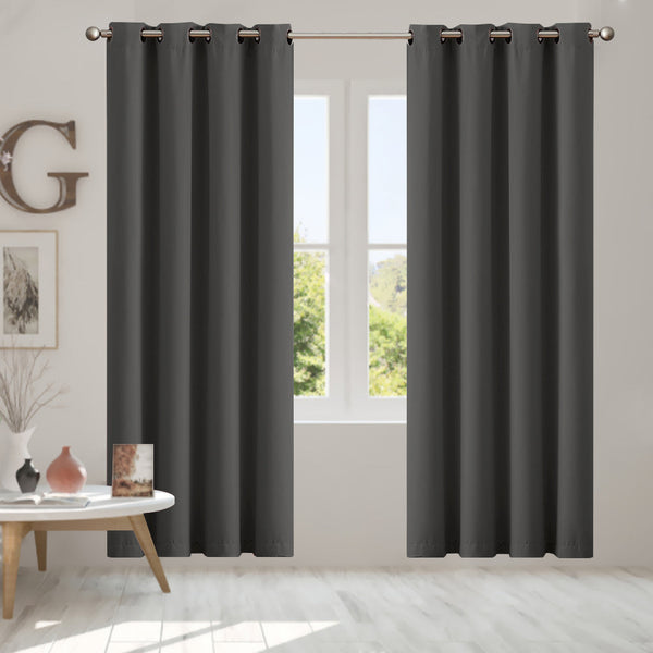 2X Blockout Curtains Panels 3 Layers Charcoal 132 160Cm Curtains & Drapes