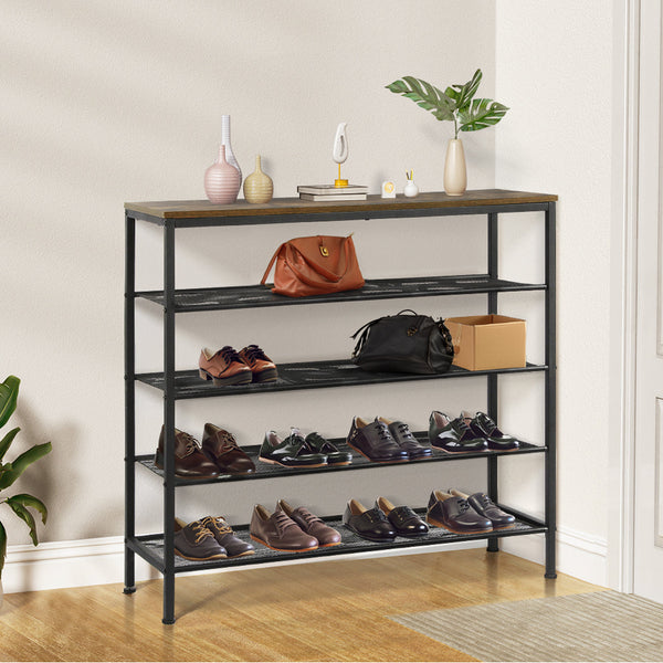 Levede 5 Tier Shoe Rack Storage Cabinet 100Cm Wide Organizer For Entryway Closet Shoe Racks