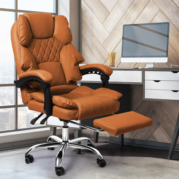 Levede Gaming Chair Office Computer Brown Footrest Office Chairs
