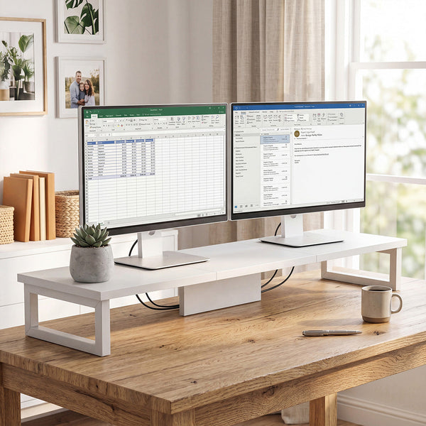 Levede Dual Monitor Stand Riser Desk Laptop Computer Organizer Shelf 90Cm Monitor Mounts & Stands