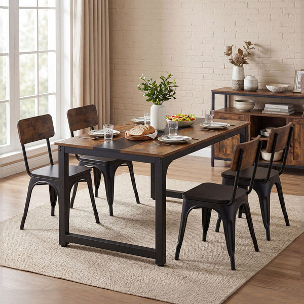 Levede 160Cm Industrial Dining Table 4 Seater Walnut & Black Dining Sets