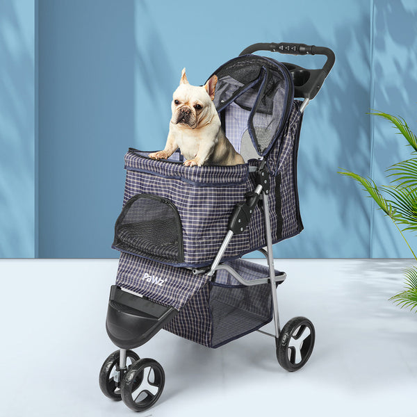 Pawz Large Pet Stroller Dog Cat Carrier Plaid Dog Strollers