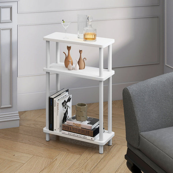 Levede 3 Tier Modern Side Table White Mdf & Metal Frame 40X18x62.5Cm Side Tables