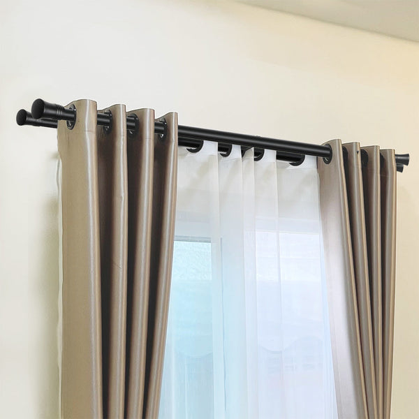 Marlow Black Double Curtain Rod Steel Pole Pommel Set Extendable Adjustable For Windows Curtain Poles & Accessories