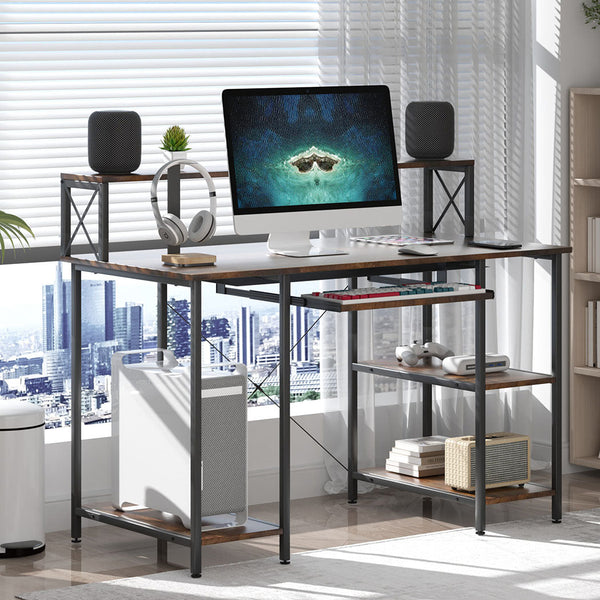 Levede Office Gaming Computer Desk Brown Home Office Desks