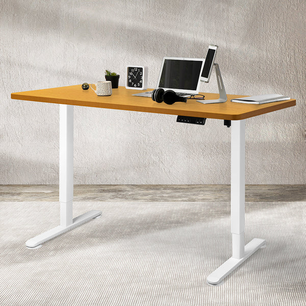 Levede Motorised Standing Desk Height 120Cm Natural 800X 1.5Mm White Frame Standing Desks
