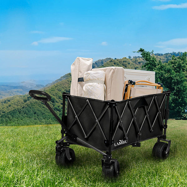 Lambu Folding Wagon Cart Black Wheelbarrows Carts Wagons