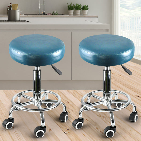 Levede 2X Barstool Swivel Salon Hairdressing Teal Salon Stools