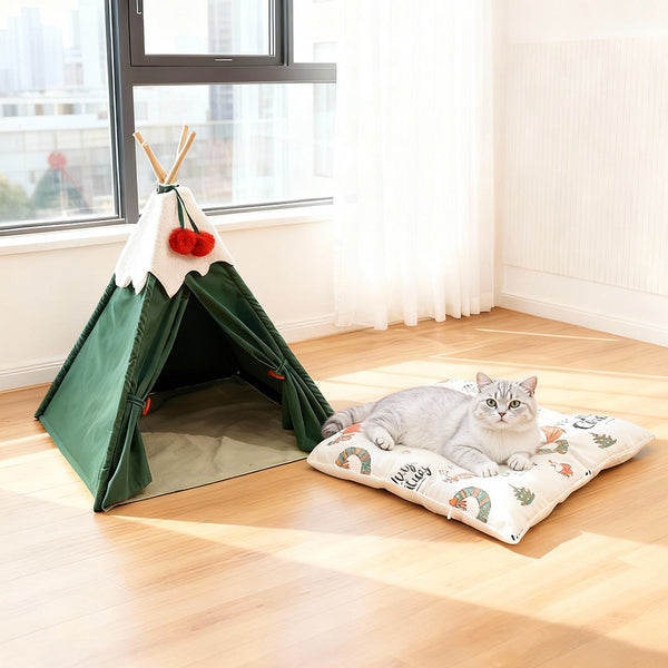Pawz Pet Tent Dog Cat Bed Washable Indoor Green Pet Beds