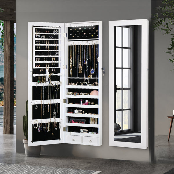 Veile Studios Levede 37Cm X 8.7Cm 120Cm Mirror Jewellery Cabinet Makeup White Jewellery Holders & Organisers