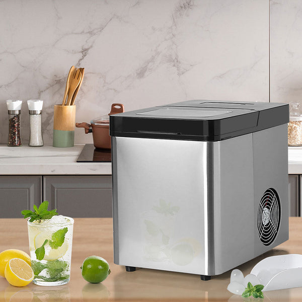 Spector Ice Maker Commercial 2.1L Portable Silver Countertop Ice Makers