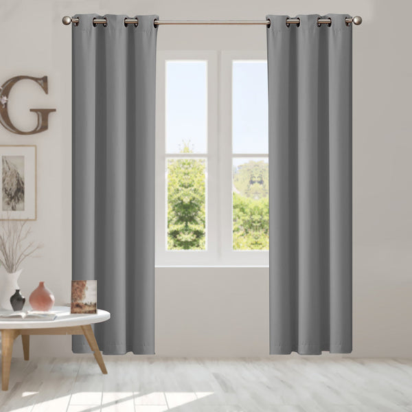 2X Blockout Curtains Panels 3 Layers Grey 132 213Cm Curtains & Drapes