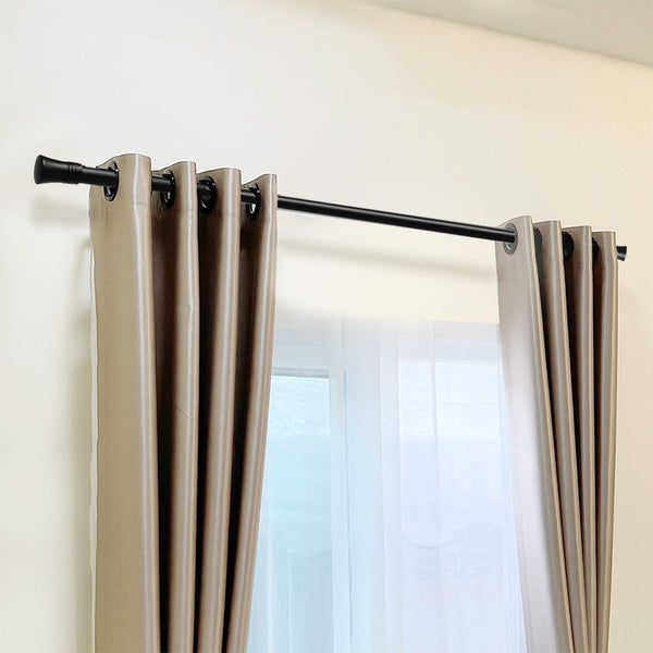 Marlow Black Curtain Rod Steel Quiet Rail Pole Pommel Set Extendable Adjustable For Windows Curtain Poles & Accessories
