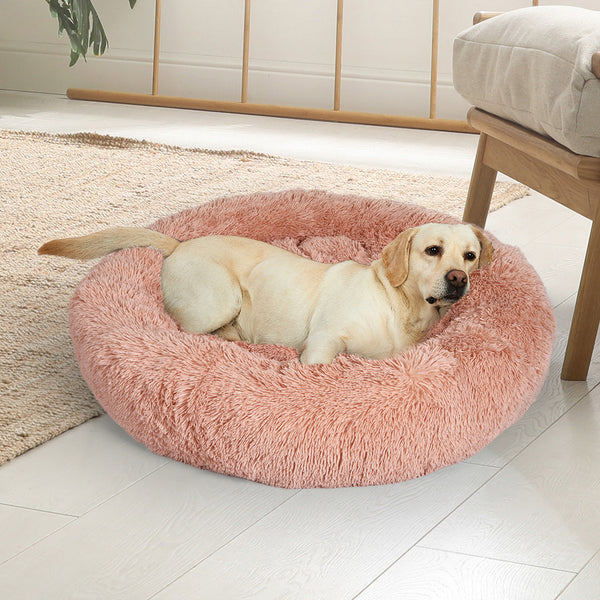 Pawz Medium Pink Donut Calming Pet Bed For Cats And Dogs Pet Beds