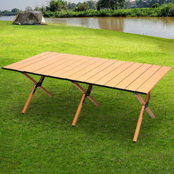Levede Folding Camping Table Foldable Oak Portable Outdoor Furniture For Picnic Or Travel Camping Tables