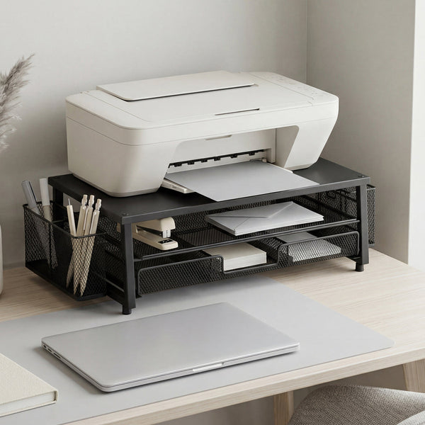 Levede Monitor Stand Riser Metal Computer Desk Organizer Shelf Drawer Pen Holder Black Monitor Mounts & Stands