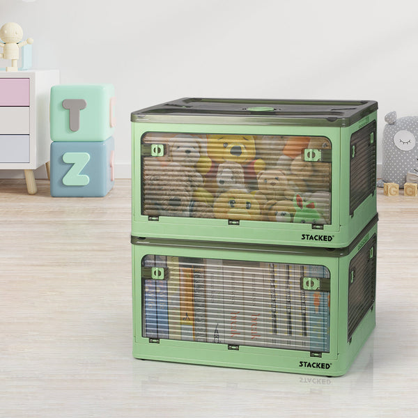 55L Storage Boxes Stackable Container M Green Medium Dumbbells