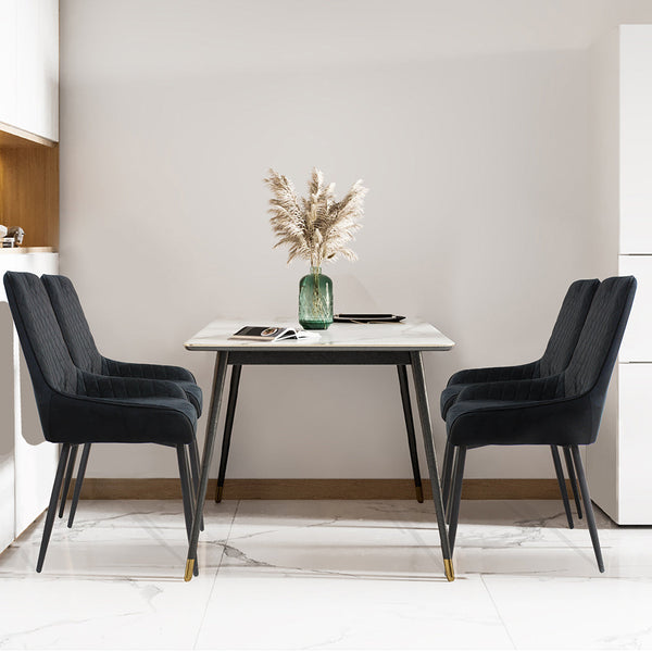 X 4 Padded Seat Soft Velvet Dining Chairs