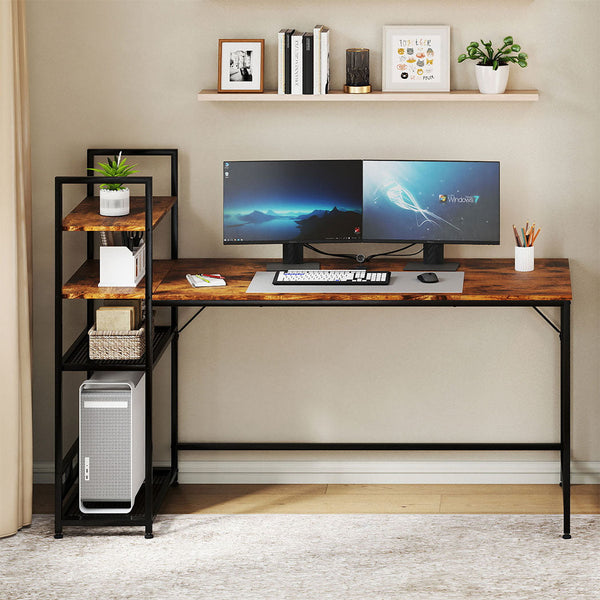 Levede Computer Desk Study Home Table With 4 Tier Shelf Home Office Desks