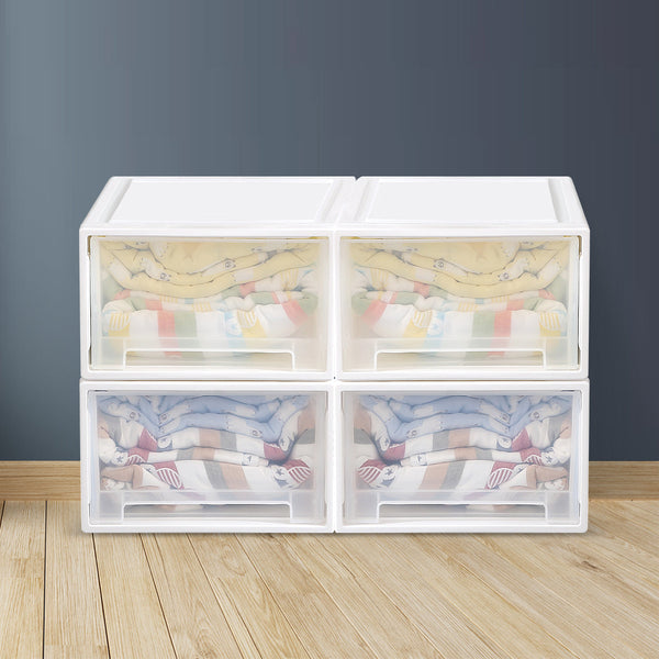 Storage Drawers Large Stackable Containers 4Pk Storage Boxes
