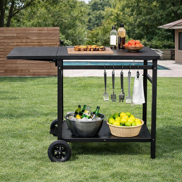 Levede Foldable Outdoor Kitchen Cart With Wheels Bbq Prep Table Kitchen Carts