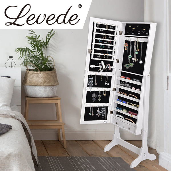 Veile Studios Levede 41.5Cm X 38Cm 155Cm Mirror Jewellery Cabinet Makeup White Jewellery Holders & Organisers