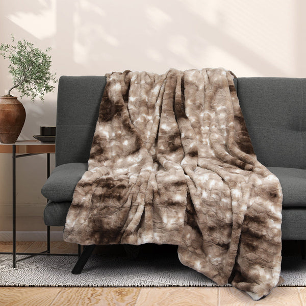 Dreamz Luxury Tie Dyed Blanket Brown 152Cm X 203Cm Blankets