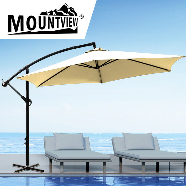 Mountview 3M Outdoor Umbrella Cantilever Beige Without Base Patio Umbrellas