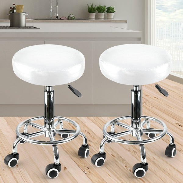 2X Swivel Salon Barstool Hairdressing White Salon Stools