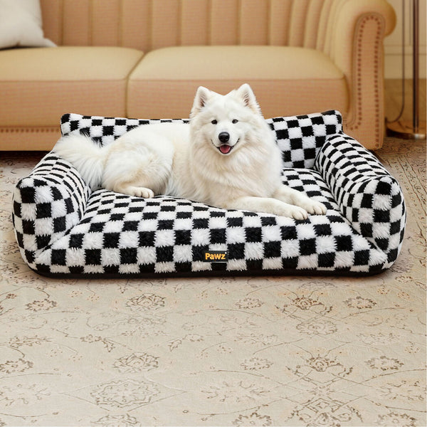 Pawz Pet Bed Plush Checkered Dog Washable Cat Pet Beds
