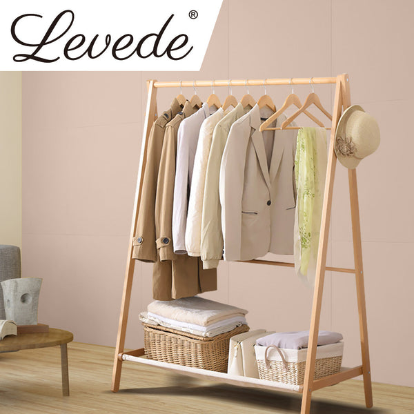 Levede Clothes Rack Wardrobe Natural Wardrobes