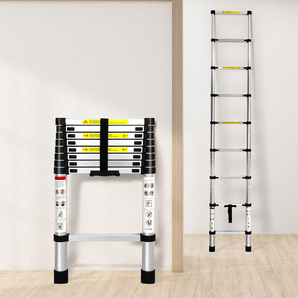 Traderight Multipurpose Ladder Telescopic 2.6M Silver Meter Ladders