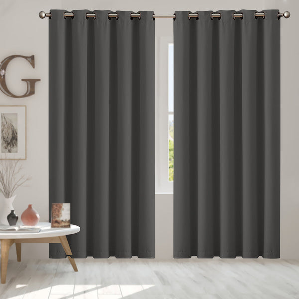 2X Blockout Curtains Panels 3 Layers Charcoal 180 230Cm Curtains & Drapes