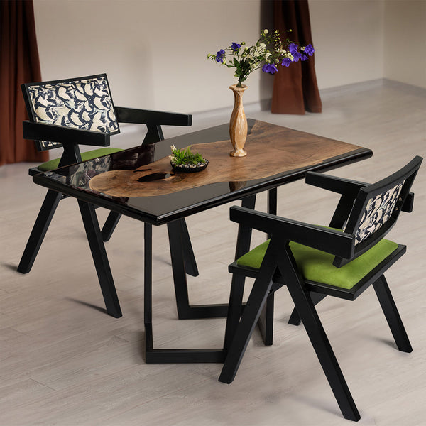 Levede 1X Retro Velvet Dining Chair Green/Black Dining Chairs