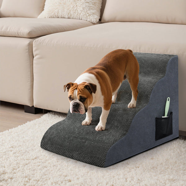 Pawz 4 Step Pet Stairs For Dogs High Density Foam Grey Pet Transport