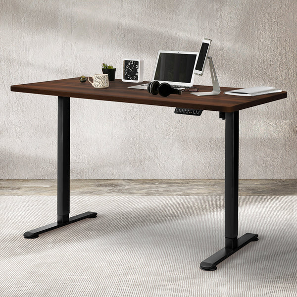 Levede Motorised Standing Desk Height 120Cm Walnut 800X 1.5Mm Black Frame Standing Desks