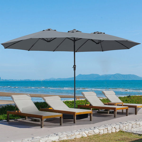 Centra 4.5M Double Sided Patio Umbrella Outdoor Base Stand Grey Patio Umbrellas