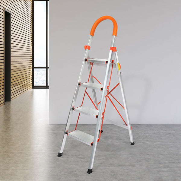 Traderight 4 Step Ladder Folding Aluminium Ladders