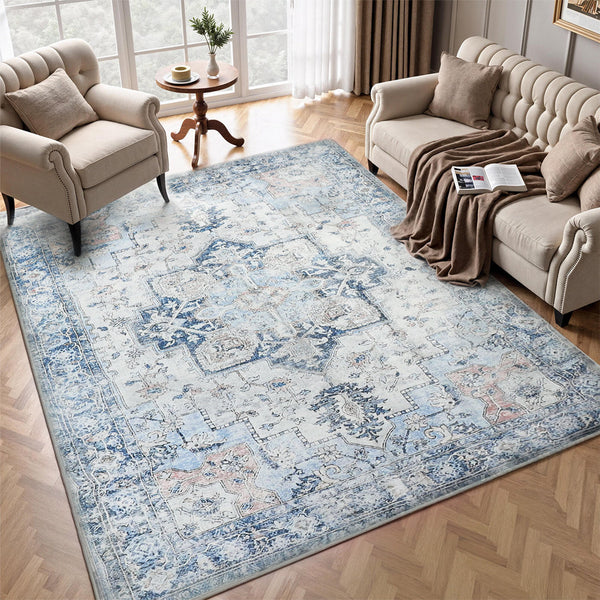 Marlow Floor Rug Vintage Polyester Washable Area Rugs