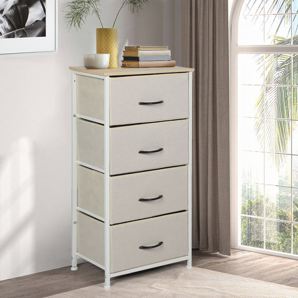 Levede Storage Cabinet Tower Chest Beige Cabinets & Cupboards