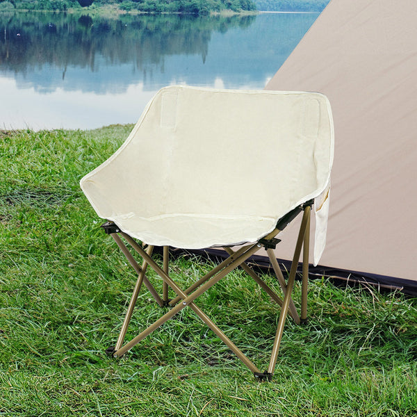 Levede Folding Camping Moon Chair Lightweight Beige Camping Chairs