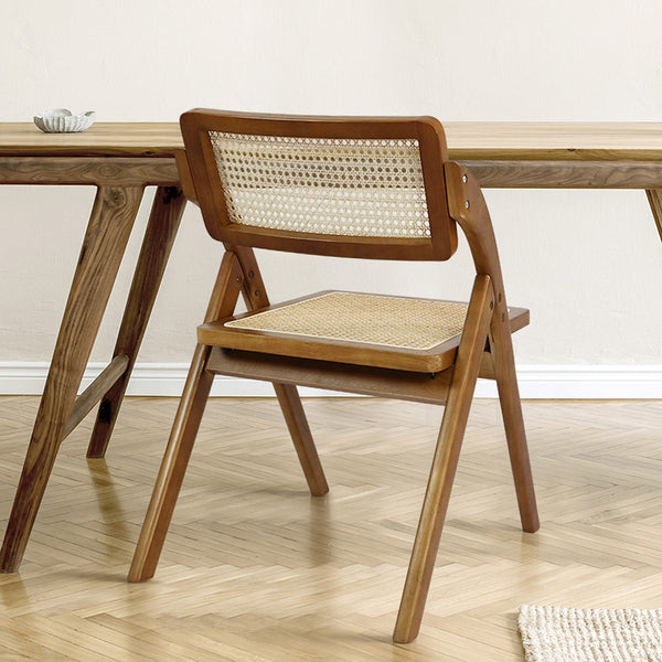 Levede 2X Foldable Rattan Walnut Dining Chairs