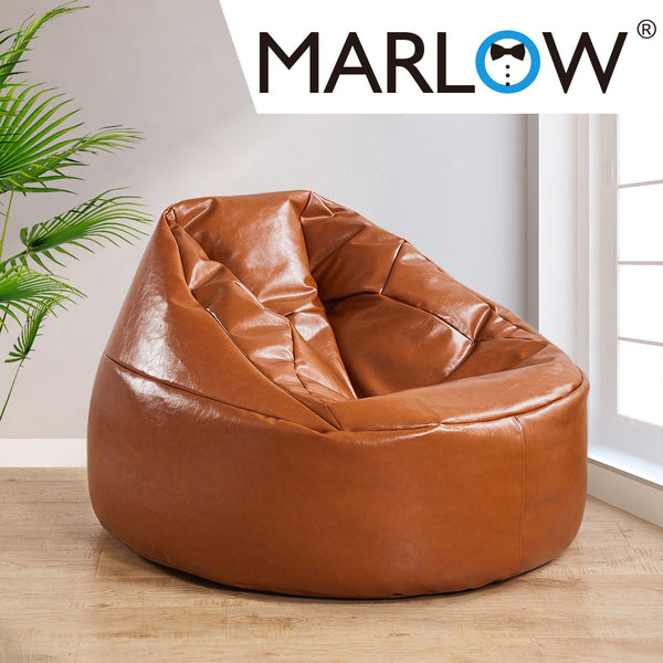 Marlow Bean Bag Chair Cover Pu Couch Tan Bean Bags & Inflatables